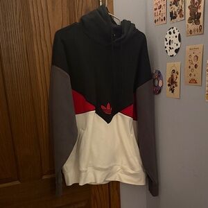 Adidas Tri-Color Hoodie in Black, Red, and White